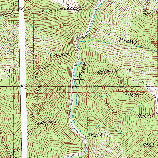 Topographic Map of Pretty Creek, ID