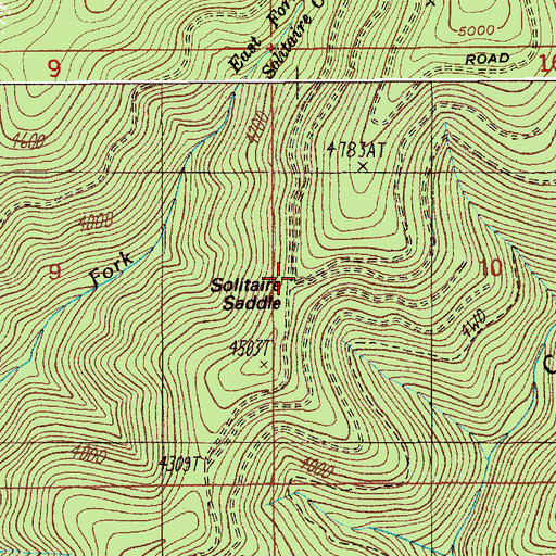 Topographic Map of Solitare Saddle, ID