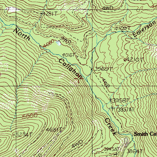 Topographic Map of Emerson Creek, ID