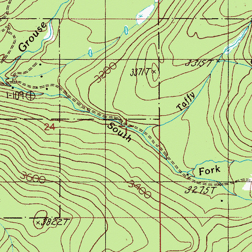 Topographic Map of Taffy Creek, ID