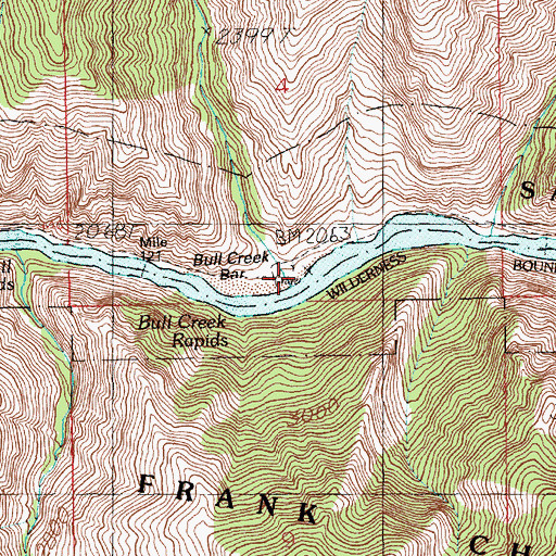 Topographic Map of Bull Creek Bar, ID