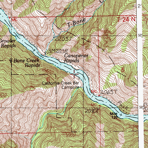 Topographic Map of California Creek Bar Campground, ID