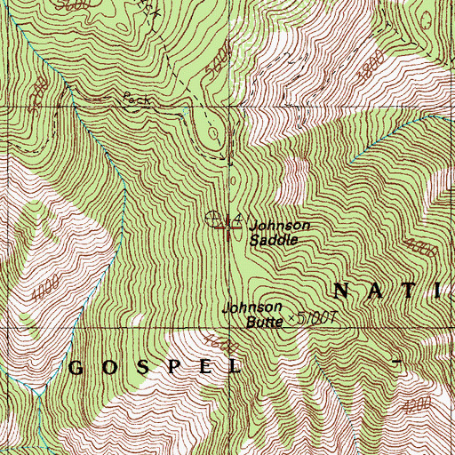 Topographic Map of Johnson Saddle, ID