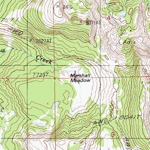 Topographic Map of Marshall Meadow, ID