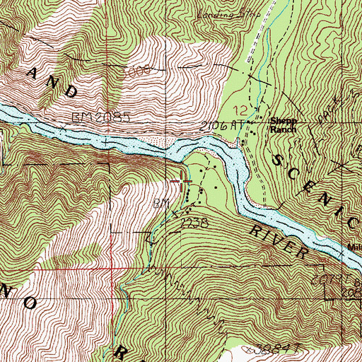 Topographic Map of Polly Bemis Ranch, ID