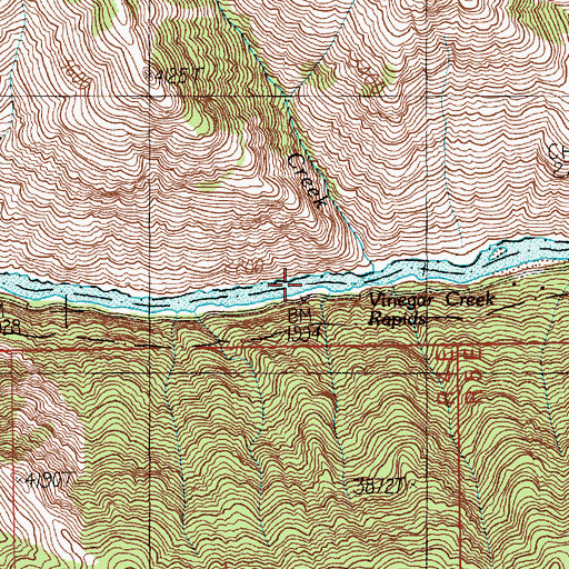 Topographic Map of Vinegar Creek Rapids, ID