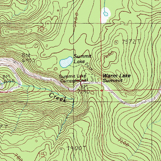 Topographic Map of Summit Lake Campground, ID