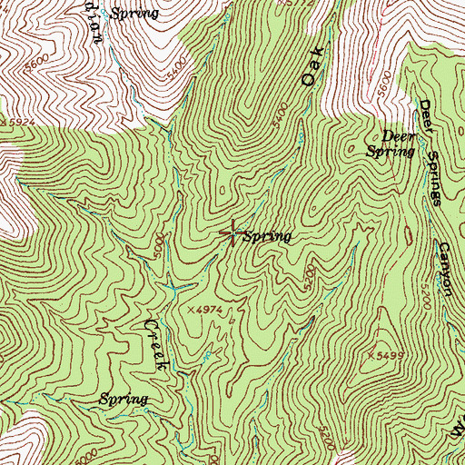 Topographic Map of Oak Spring Number Two, AZ