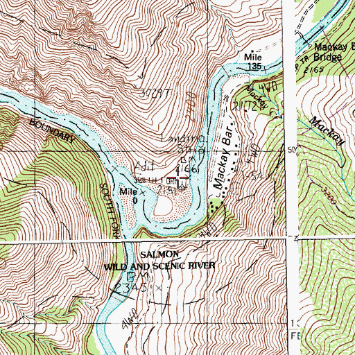 Topographic Map of Deadman Rapids, ID