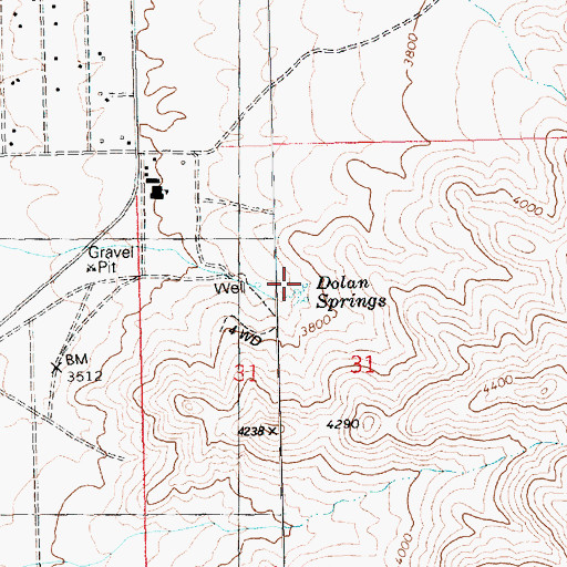 Topographic Map of Dolan Springs, AZ