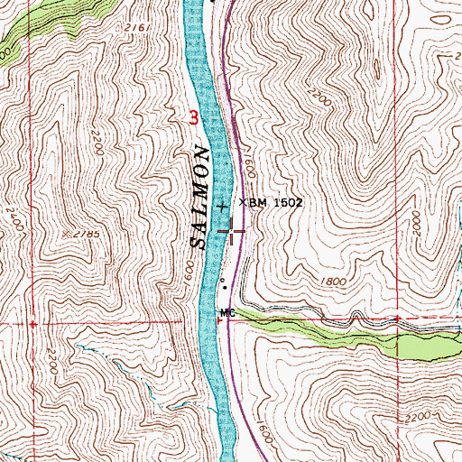 Topographic Map of Skookumchuck Campground, ID