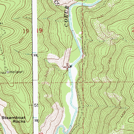 Topographic Map of Steamboat Rock, ID