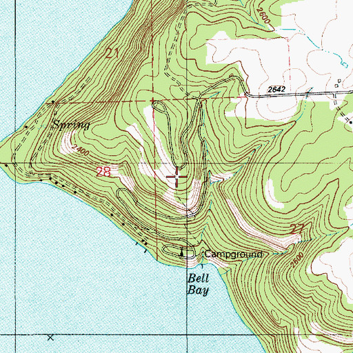 Topographic Map of Bell Bay Campground, ID
