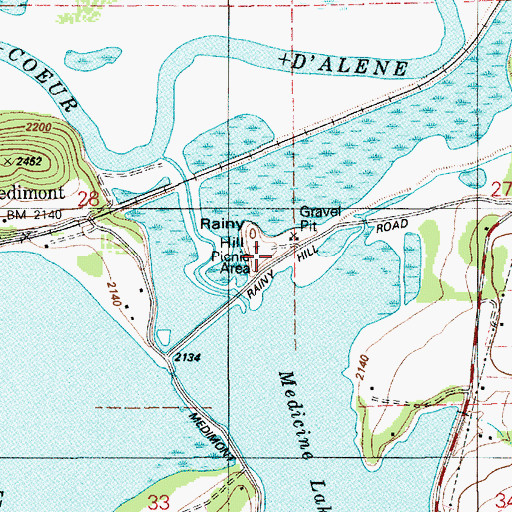 Topographic Map of Rainy Hill Campground, ID