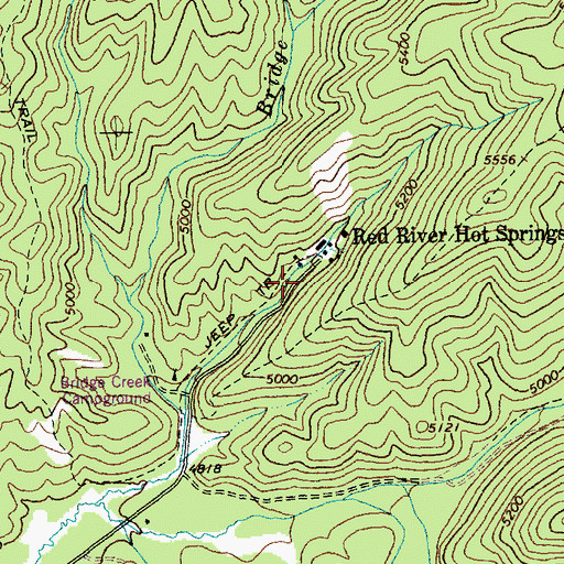 Topographic Map of Red River Hot Springs Recreation Site, ID