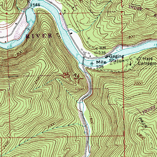 Topographic Map of O'Hara Bar Historical Site, ID
