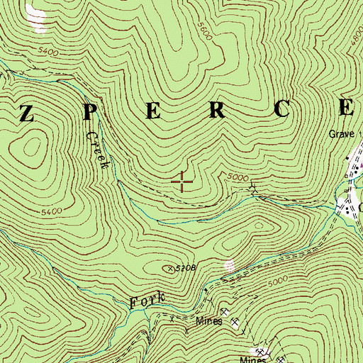 Topographic Map of Old Orogrande Mine, ID