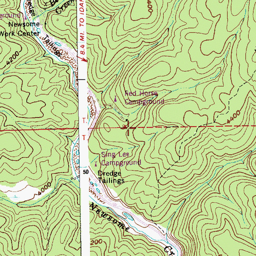 Topographic Map of Red Horse Mine, ID