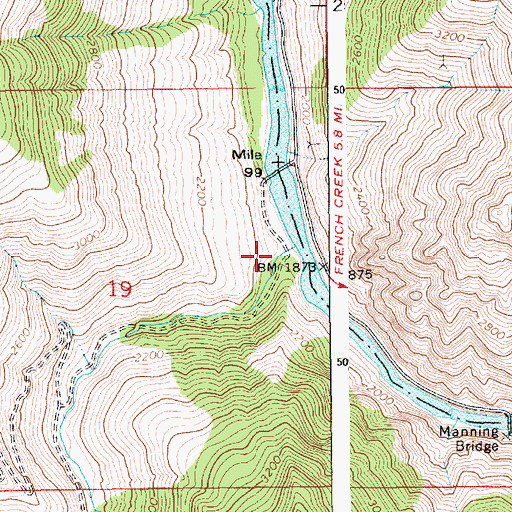 Topographic Map of Partridge Creek Bridge, ID