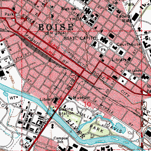 Topographic Map of Boise, ID
