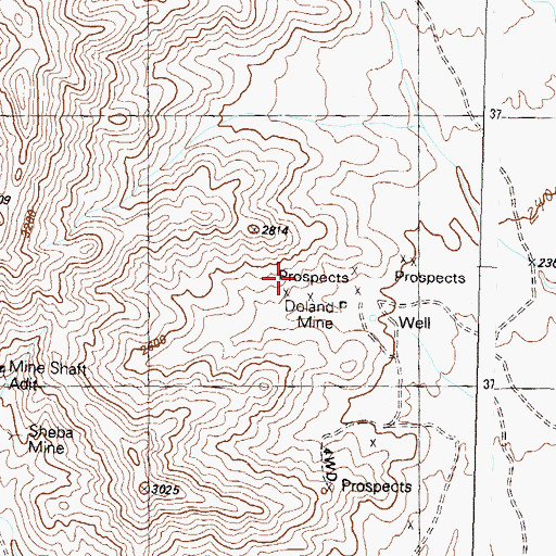 Topographic Map of Doland Mine, AZ