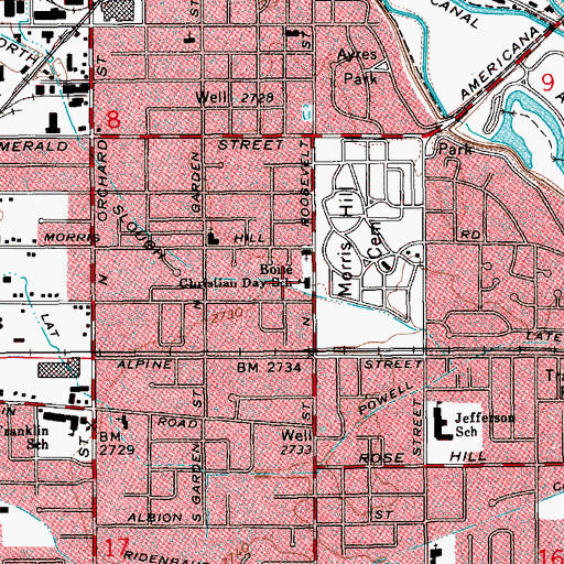 Topographic Map of Boise Christian School, ID