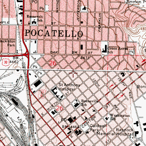 Topographic Map of Bonneville Elementary School, ID