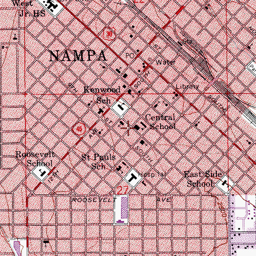 Topographic Map of Central Elementary School, ID