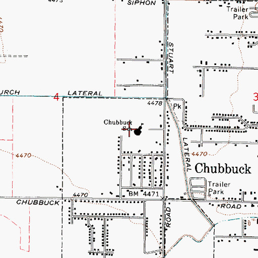 Topographic Map of Chubbuck Elementary School, ID