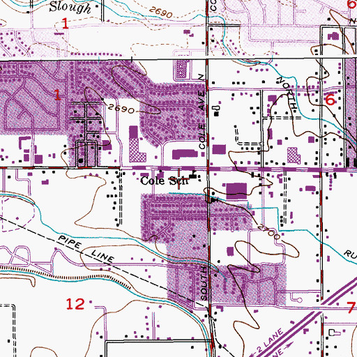 Topographic Map of Cole Elementary School, ID