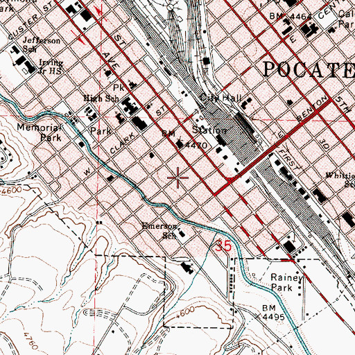 Topographic Map of Emerson School (historical), ID