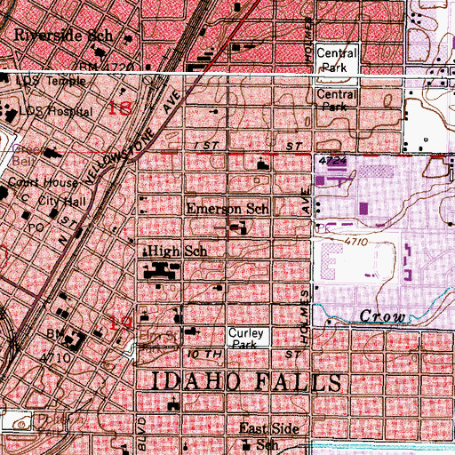 Topographic Map of Emerson Elementary School, ID