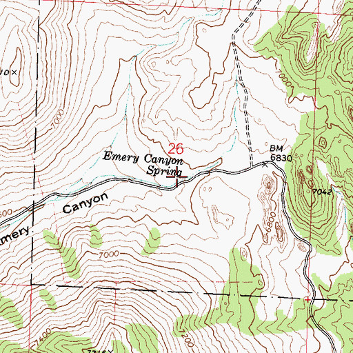 Topographic Map of Emery Canyon Spring, ID