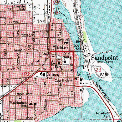 Topographic Map of Farmin School (historical), ID