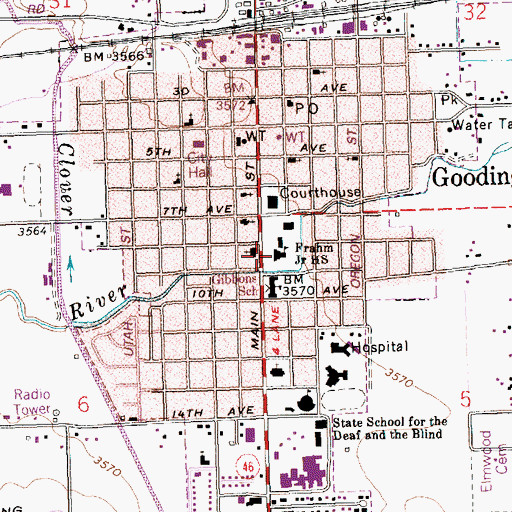 Topographic Map of Frahm Elementary-Junior High School, ID