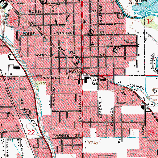 Topographic Map of Garfield Elementary School, ID