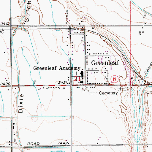 Topographic Map of Greenleaf Friends Academy, ID