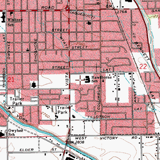 Topographic Map of Hawthorne Elementary School, ID