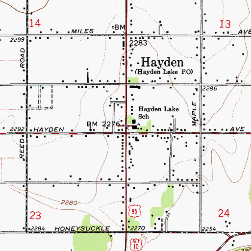 Topographic Map of Hayden Lake Elementary School, ID