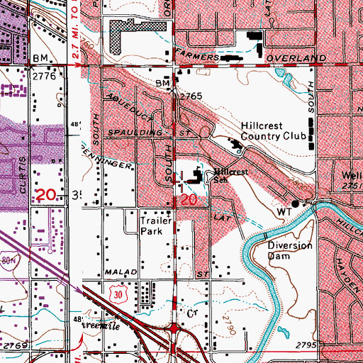 Topographic Map of Hillcrest Elementary School, ID