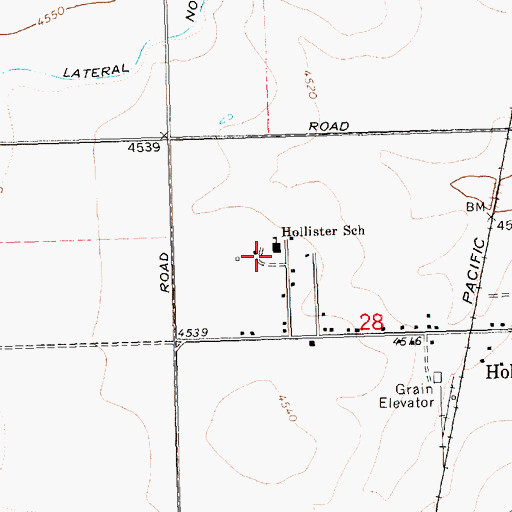 Topographic Map of Hollister Elementary School, ID