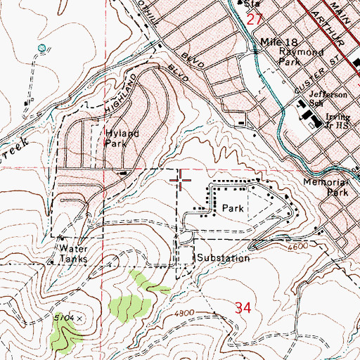 Topographic Map of Jefferson Elementary School, ID