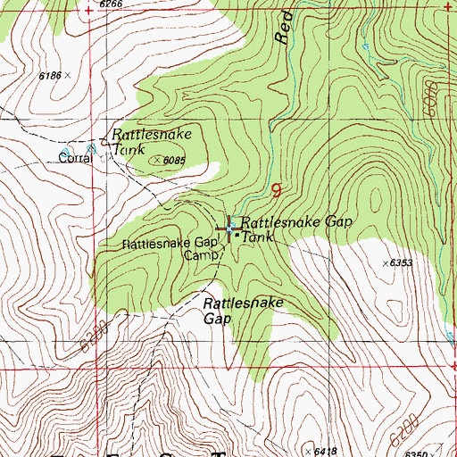 Topographic Map of Rattlesnake Gap Camp, AZ