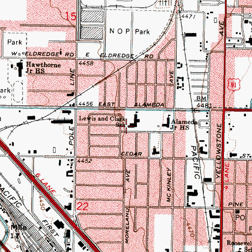 Topographic Map of Lewis and Clark Elementary School, ID