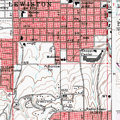 Topographic Map of McSorley Elementary School, ID
