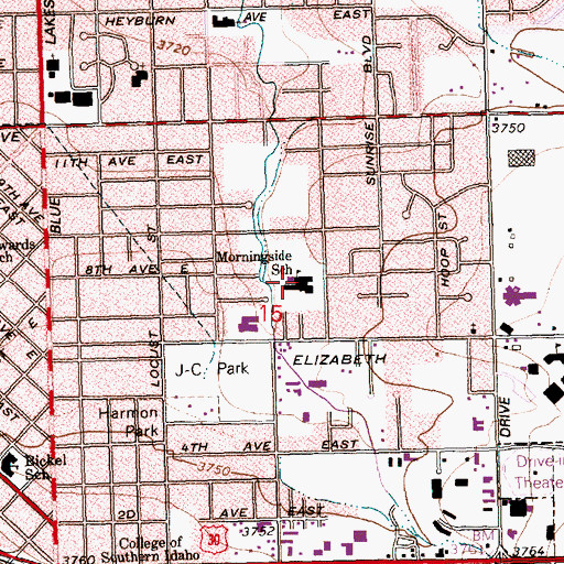 Topographic Map of Morningside Elementary School, ID