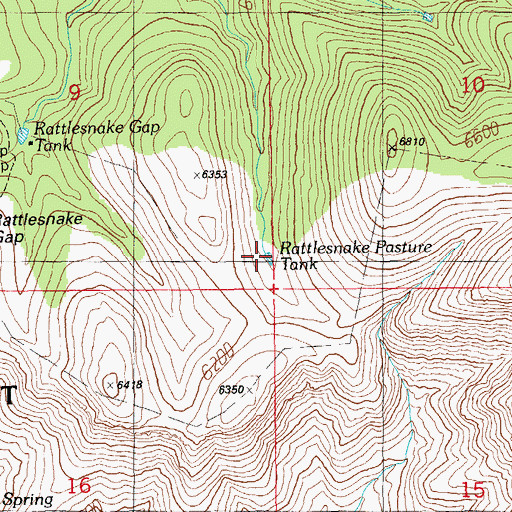 Topographic Map of Rattlesnake Pasture Tank, AZ