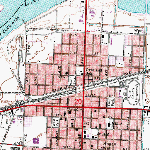 Topographic Map of Overland Elementary School, ID