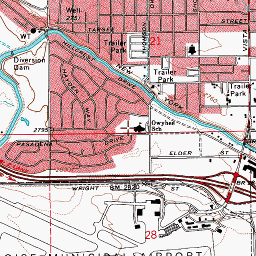 Topographic Map of Owyhee Elementary School, ID