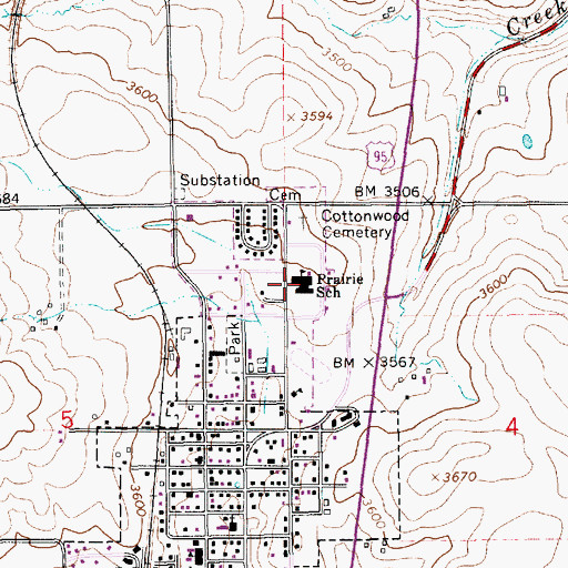 Topographic Map of Prairie Middle School, ID